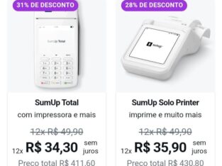 Maquininha de cartão Sumup entrega grátis todo Brasil Com leitor de tela e qrcode.
